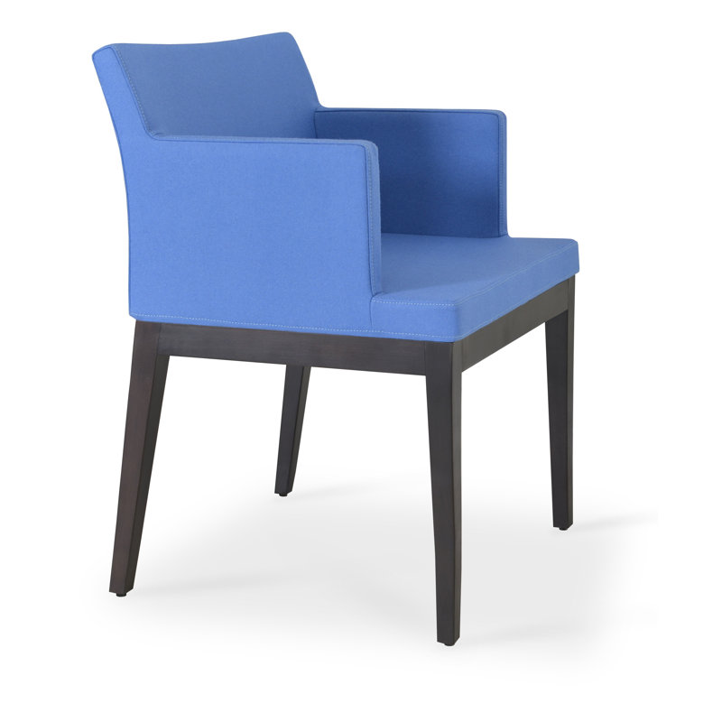Fauteuil l 22 po Soho, Wengé, Tissu en laine biologique bleu ciel