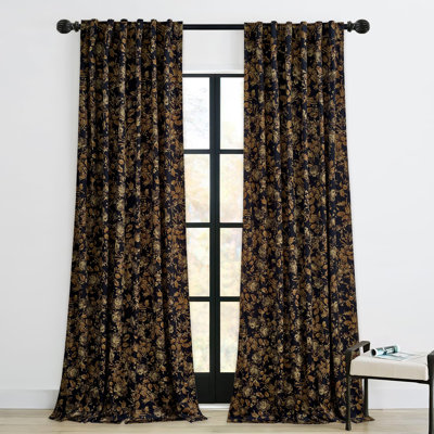 Gold Velvet Curtains 84 Inches, Retro Vintage Print Floral Thermal Insulated Privacy Drapes Heavy Thick Room Dividers For Living Dining Room, W52 X L84, 2 Panels