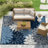 Floral Navy/Ivory Indoor/Outdoor High-Low Area Rug-1289612550-1289612549