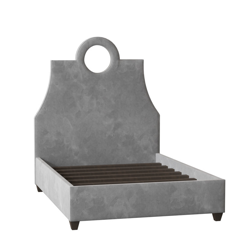 Tess Upholstered Bed, Queen, Bella Black Performance Velvet, Brown Mahogany