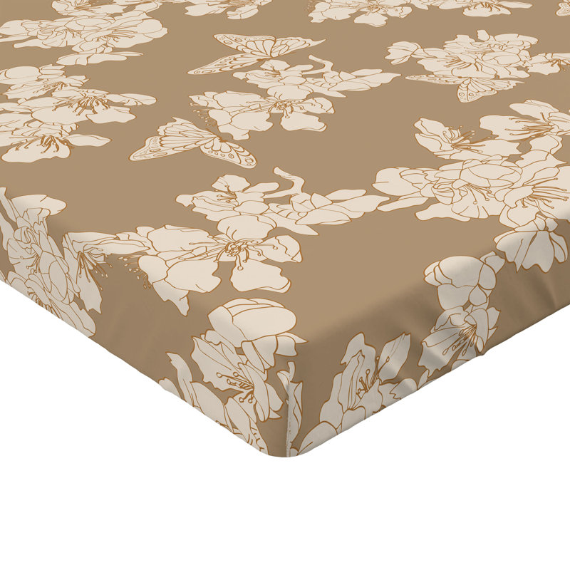 Ambesonne Nature Fitted Sheet Leaves Botanical Style Art, Twin XL Fitted Sheet, Eggshell/Pastel Brown Floral