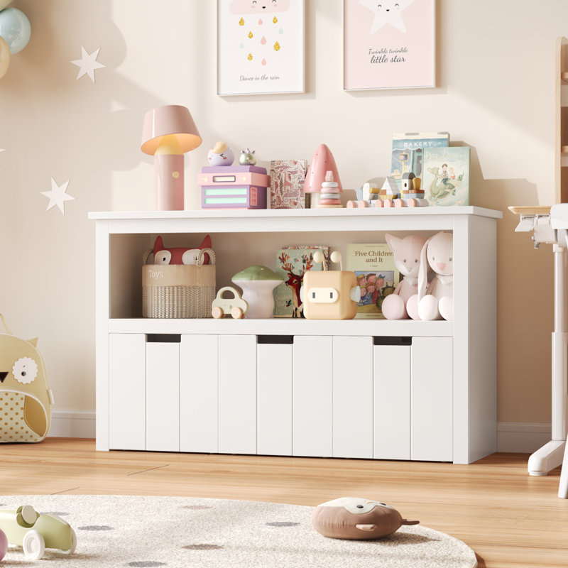 Bayze White Bookcase with Removable Drawers | Wayfair