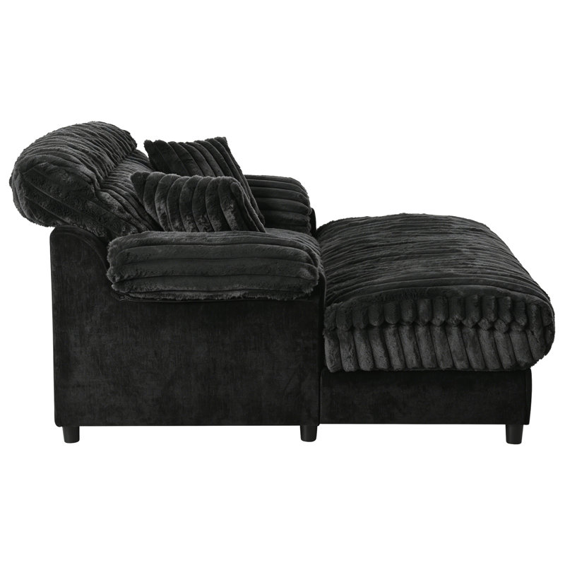 Canapé méridienne moderne 62 po Cloud, Black