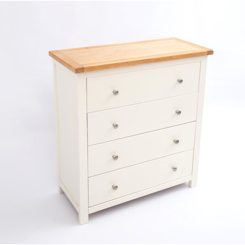 Audrey 4 Drawer Chest of Drawers, Off White/Brown