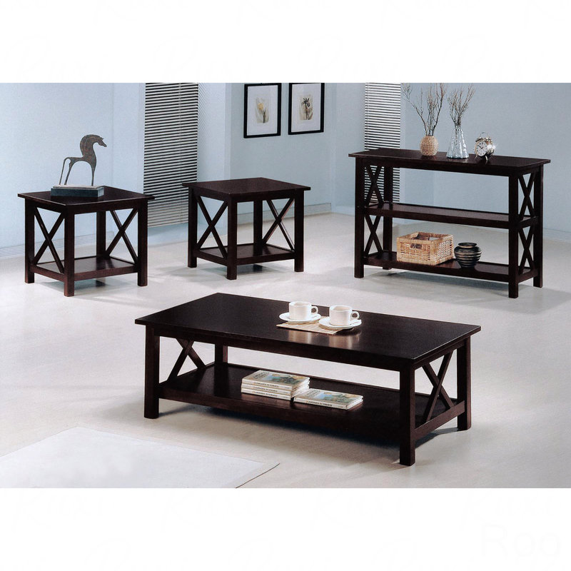 Deep Merlot Sofa Console Table, With 2-Shelf