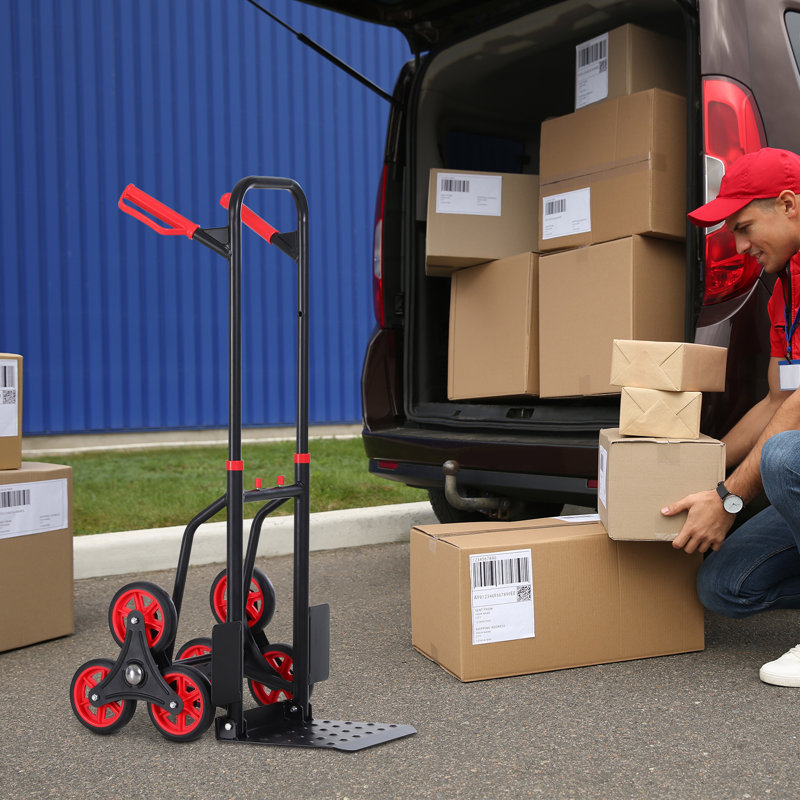 Bigby Stair Climbing Hand Truck Heavy Duty Foldable Trolley 120kg Red