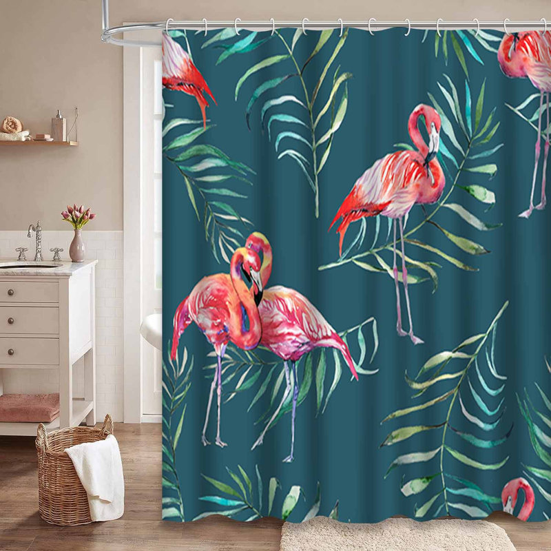 Rideau de douche en tissu exotique avec 12 crochets, L 72 po x l 78 po