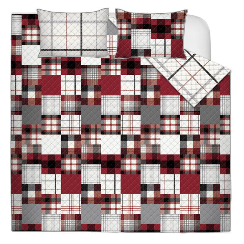 Polyester Plaid Quilt, Twin Quilt + 1 Sham