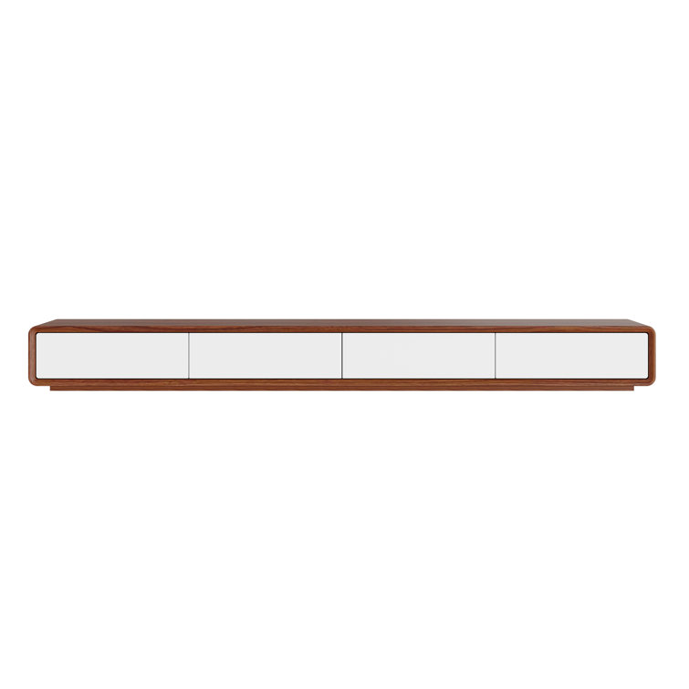 Xhevat Modern TV Stand, Solid Manufactured Wood Media Console with 4 Drawers, Fully Assembled