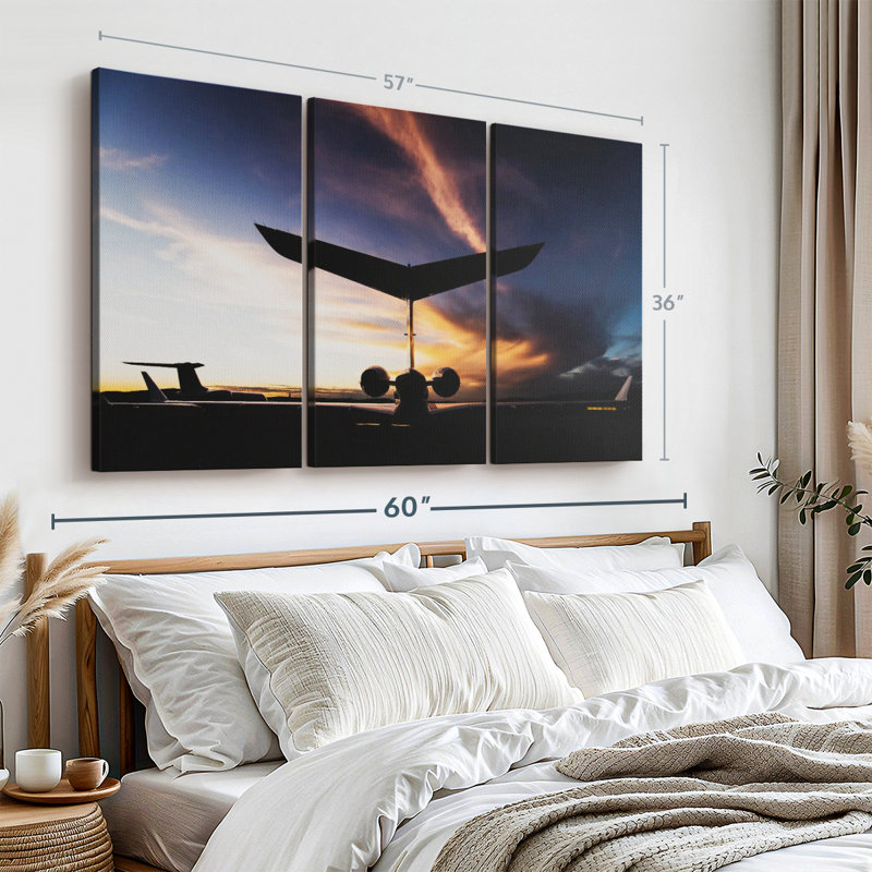 "Silhouette de jet privé" sur, H 36 po x l 57 po x P 1,25 po