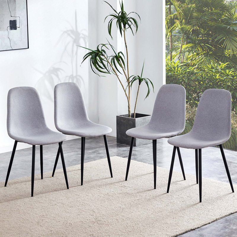 Ensemble de 4 chaises à cuillère en tissu et dossier en tissu parfaites pour la maison, Gris, Noir