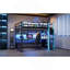 Lit mezzanine double avec bureau, support de rangement latéral, tablettes multi-rangement et lumières RVB, bleu nuage-45561286