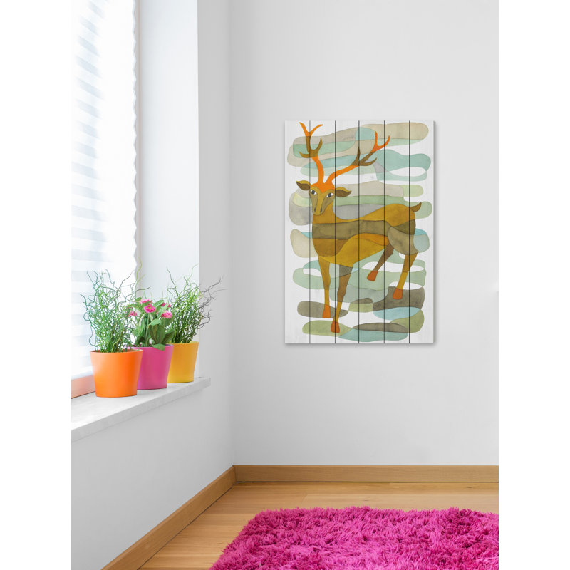 Impression d'art cerf, H 45 po x l 30 po, Bois blanc