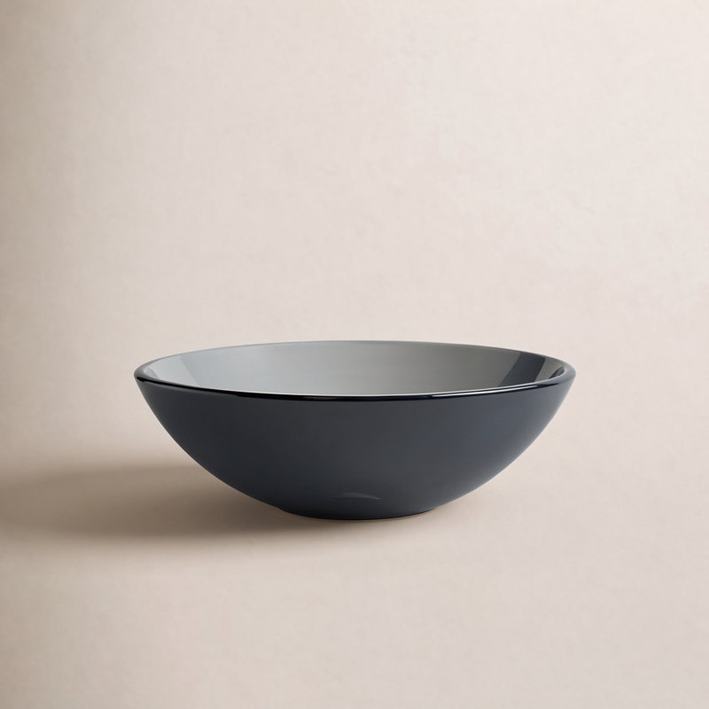 Glass Circular Vessel Bathroom Sink, Clear Black
