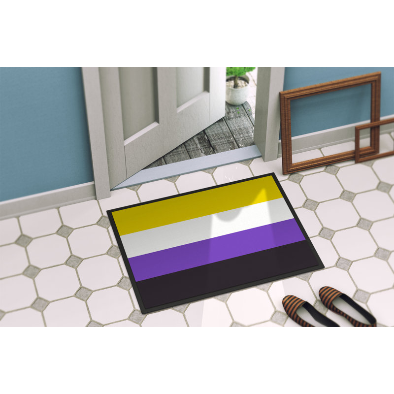 Tapis de porte USA Gay Pride, l 24 po x L 36 po, Fierté non-binaire