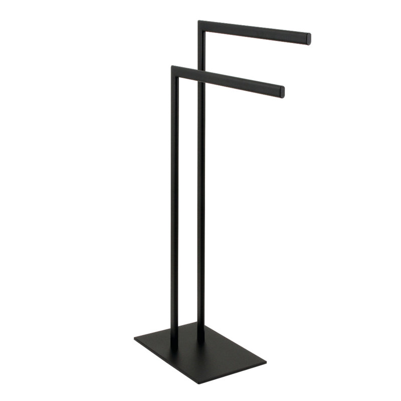 Matte Black Iron and Steel Dual Towel Rack