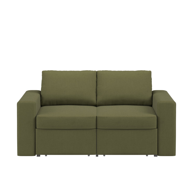 Ilic Upholstered Loveseat With 2 Hidden Metal Wire Storage Drawers, Green