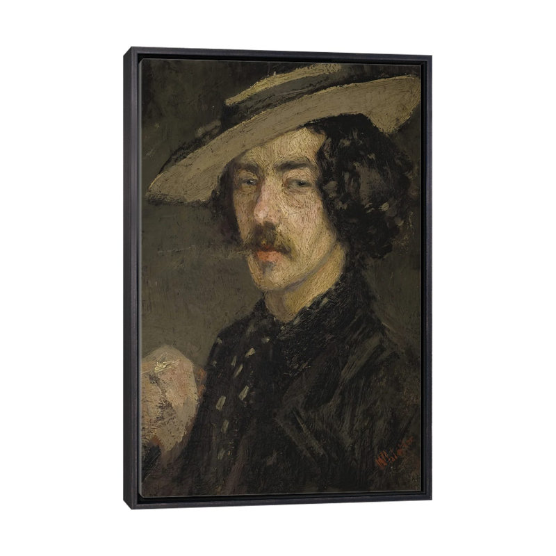 Fumeur - impression d'art mural, 26 po x 18 po, Toile avec cadre, Noir patiné