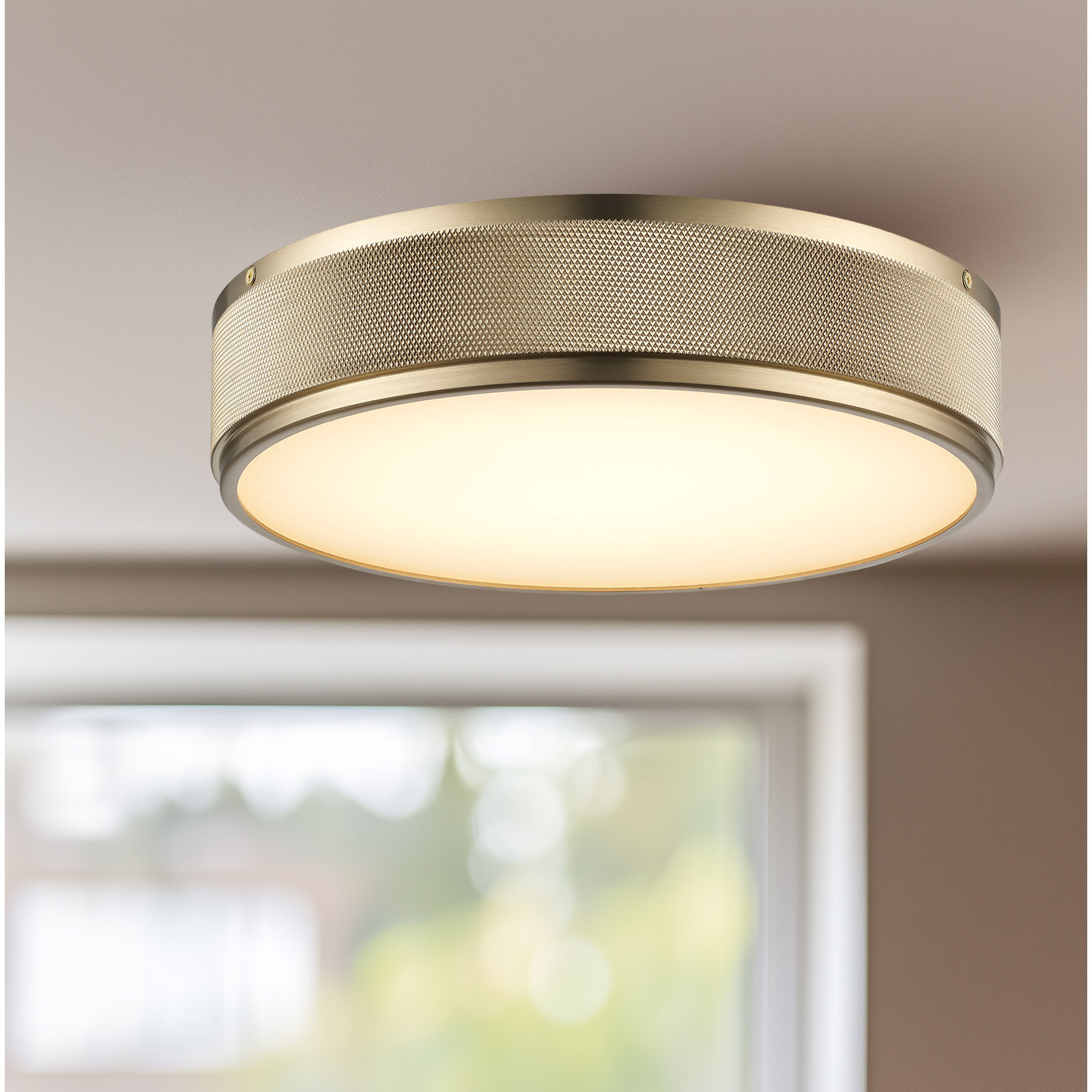 Amos Flush Mount, Antique Gold, 2.8" H x 13" W x 13" D