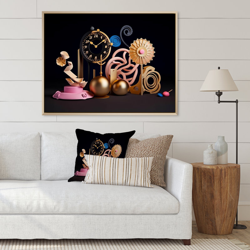 L'illusion du temps, minimalisme futur - art mural géométrique moderne, salon, H 16 po x l 32 po x P 1 po
