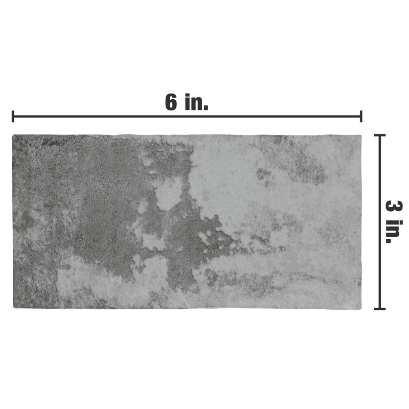 Carrelage mural de style brique en céramique 3 "x 6" Biarritz, Gris