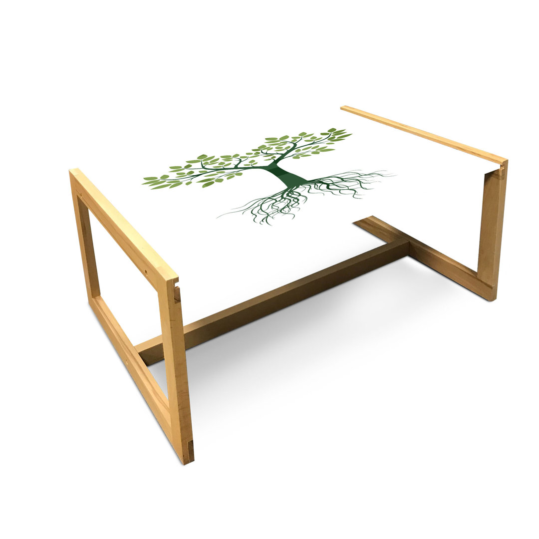 Couchtisch, Grünlich-Baum-Kunst-Motiv, Natur-Kunst, Weiß Smaragd Olivgrün