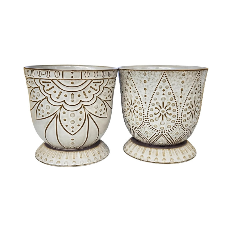 Plant Pots Indoor With Drainage Holes. Ceramic Planter Pots For Plants. Set Of 2 Planters For Indoor Plants.