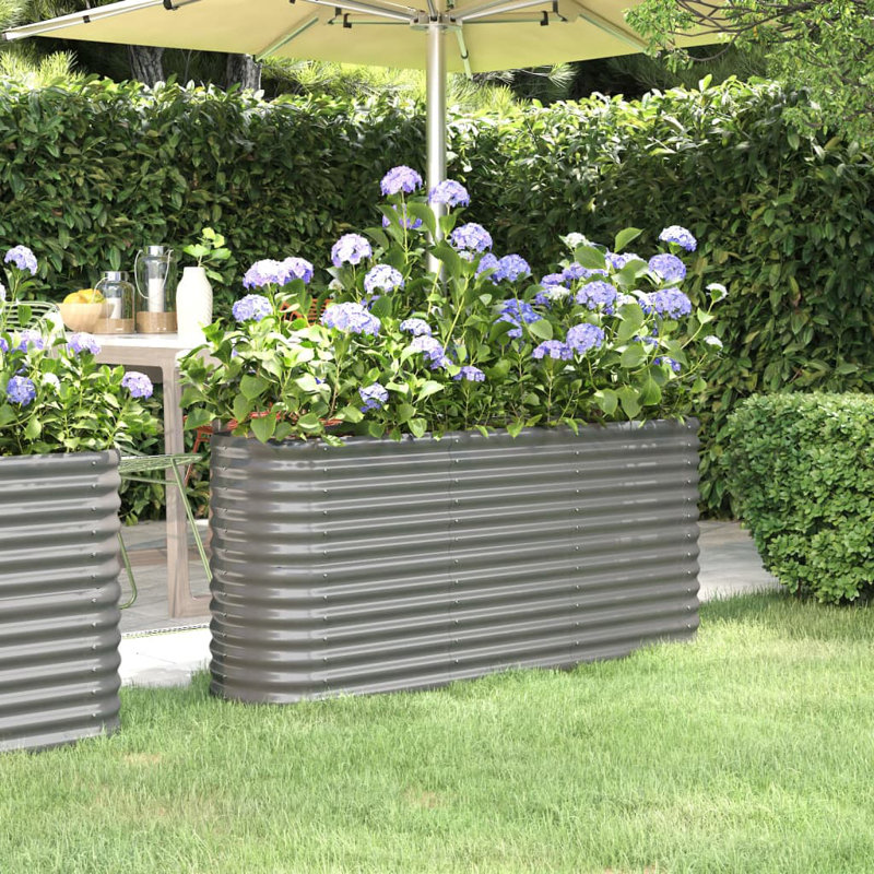 Garden Raised Bed Powder-coated Steel, 68 cm x 152 cm x 40 cm, Grey