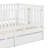 Wood Daybed With Fence Guardrails,Drawers And Split Into Independent Floor Bed-2072608832-2072740435