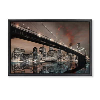 Bridge Cityscape View Framed Floater Canvas by CAD Designs