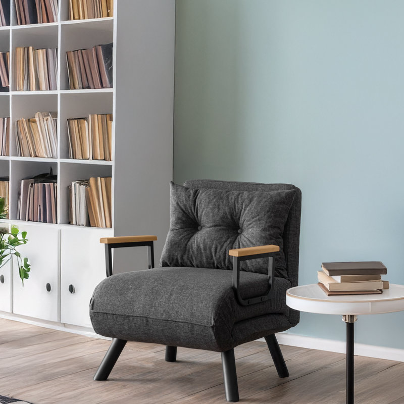 Fauteuil convertible Aakira, Tissu gris foncé