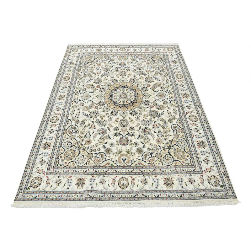Tapis gris en laine noué à la main de conception unique 7 pi 10 po x 10 pi 2 po