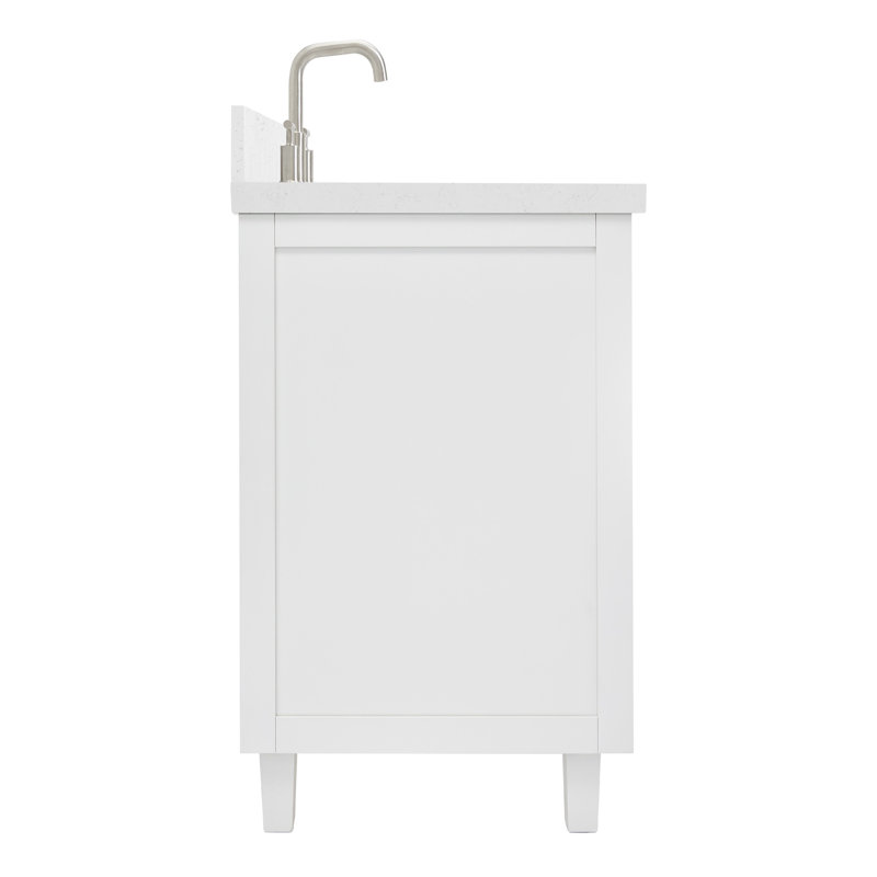 ARIEL Monroe 48 Single Sink Bathroom Vanity with Carrara Quartz Top, White, 66" - 67", Carrara White Quartz