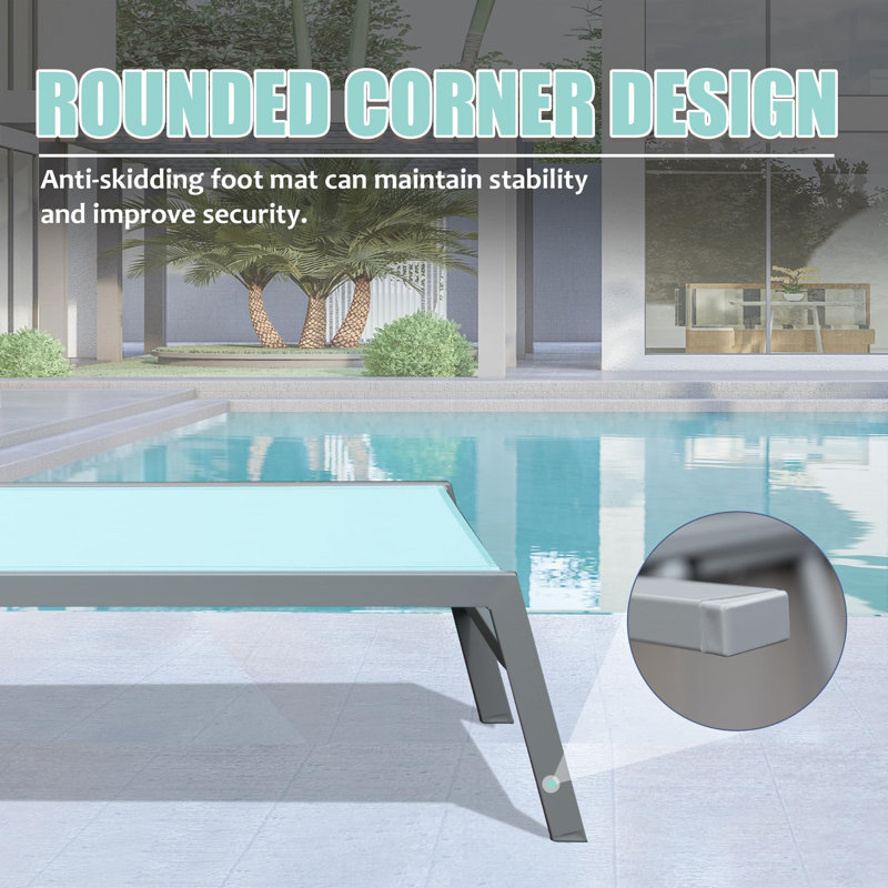 Ensemble de 3 chaises longues de patio, Bleu lac