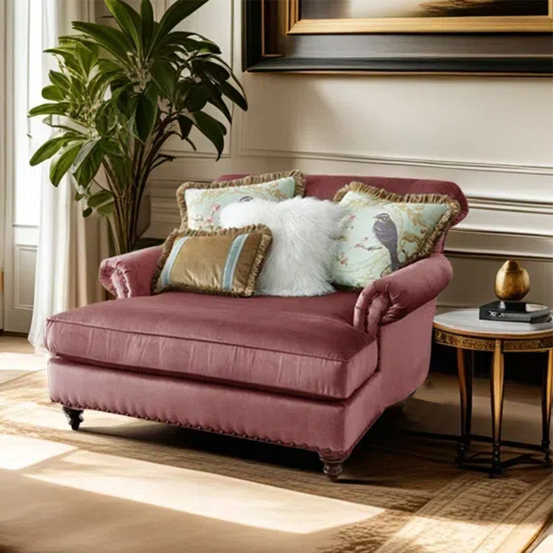 Chaise longue en flanelle élégante et décontractée, Rouge brun-roux