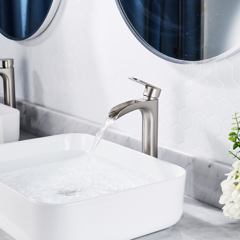 Robinet de lavabo vasque avec drain, Nickel brossé