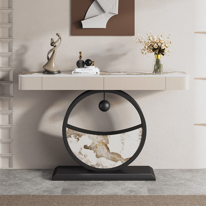 Console esthétique et fonctionnelle, H 36,61 po x l 47,24 po x P 11,81 po, Noir / Beige, Beige
