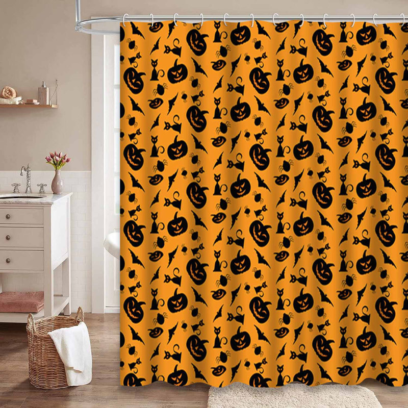 Rideau de douche avec 12 crochets Halloween, L 72 po x l 84 po