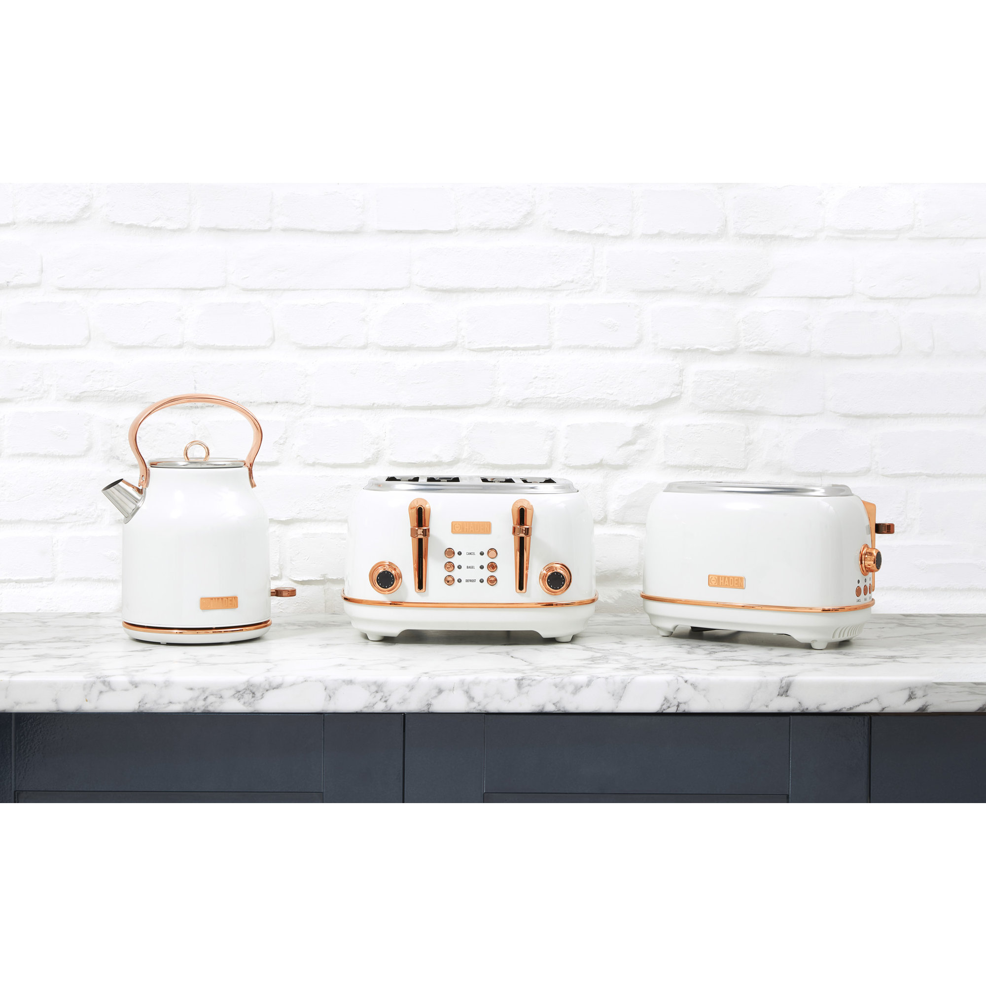 HADEN Heritage 4-Slice Wide Slot Toaster, Ivory/Copper