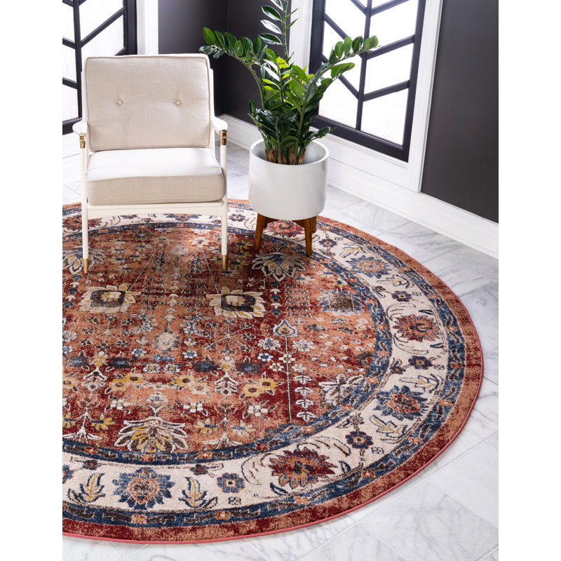 Tapis brun à motif oriental Bally''s, Rond 8 pi