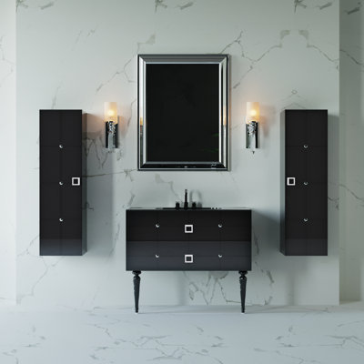 Ensemble de meuble-lavabo mural simple 32 "avec dessus de meuble-lavabo avec miroir PIAZZA