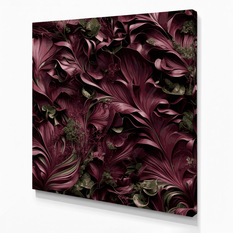 «Abstract Florals 75», art mural sur toile rouge, H 8 po x l 8 po