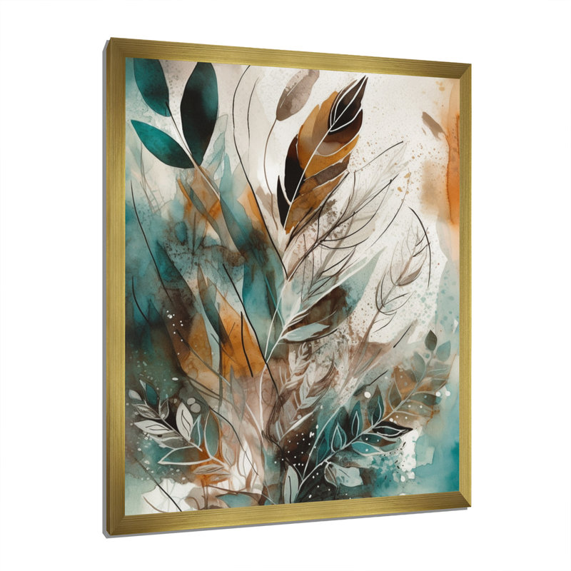 «Lukesha Green and Brown Visions In Boho I», reproduction sur toile, H 20 po x l 12 po x P 1 po, Encadrement doré