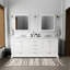 80 po Meuble-lavabo double blanc avec comptoir en marbre et 30 miroirs - fermeture en douceur, surface grattée - teintée, tiroirs d'armoires de rangement supplémentaires x 22 et teinté, 2 tablettes ouvertes suffisantes-969778468