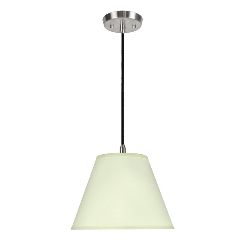 Luminaire suspendu conique à 1 lumière Melvin, H 9 po x l 12 po x P 6 po, Blanc cassé / vert
