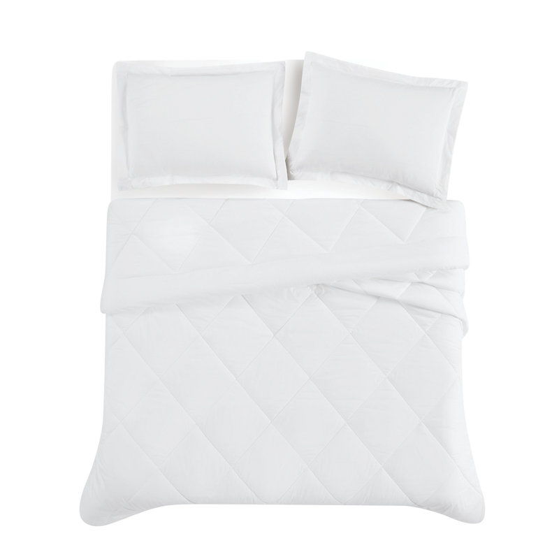 Ensemble d'édredon en coton, Édredon pour lit simple TG + 1 taie décorative, Blanc