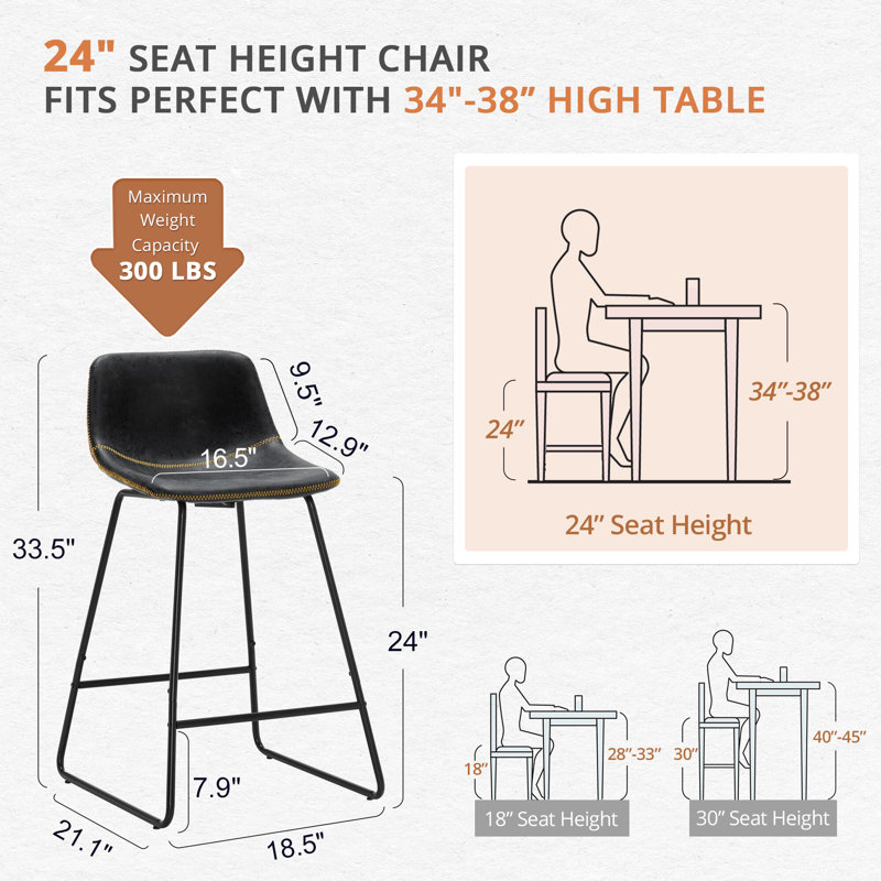 Ratzlaff Upholstered Counter Stool, Black, Counter Stool (24” Seat Height)
