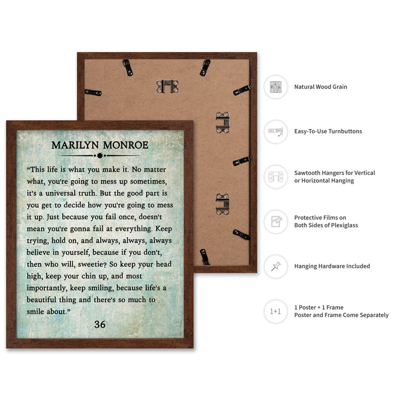 Citation de Marilyn, 11"H x 14"W, Poster, Brown Framed