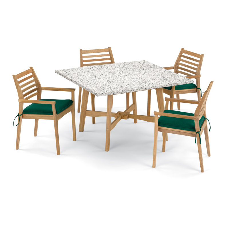 Ensemble repas 5 pièces avec coussins Huggins, Vert forêt
