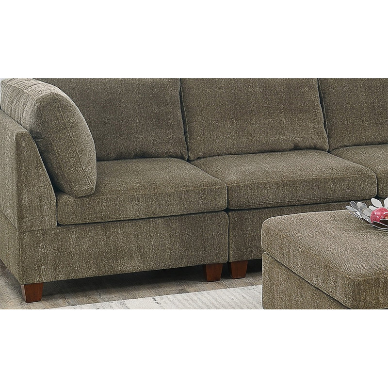 Canapé modulaire rembourré 8 pièces Midurski, Chenille brun clair